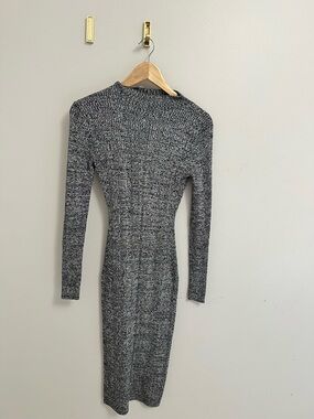 H&M Charcoal & Heather Grey Midi Ribbed Knit Dress